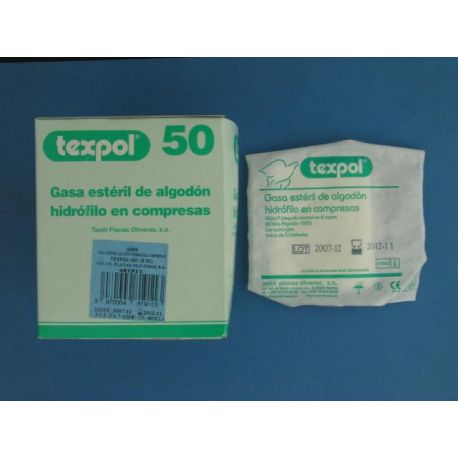 GASA ESTERIL ALGODON HIDROFILO COMPRESAS TEXPOL SOBRE 5 U 50 U